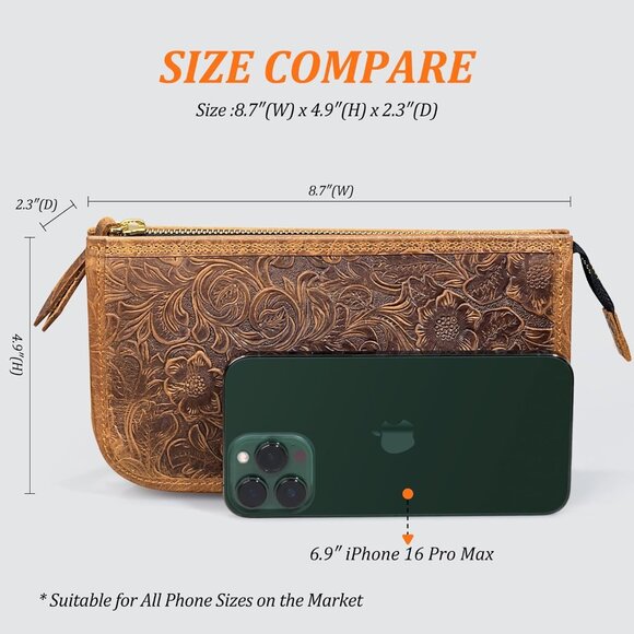 Chic Leather Wristlet Bag for Women - Fits Smartphones & Keeps Essentials Secure - Picture 4 of 7